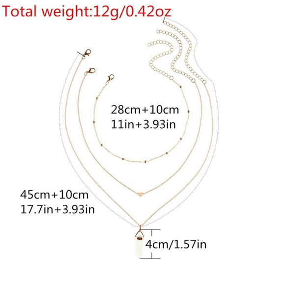 Multi Layering Necklace Sets Crystal Heart - Picture 2 of 5